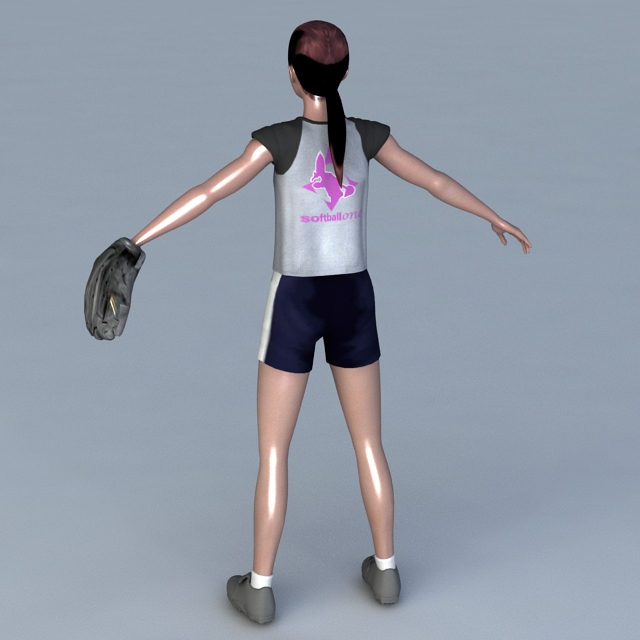 Asian Baseball Girl 3d rendering