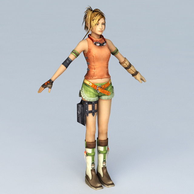 Final Fantasy Female Character 3d rendering