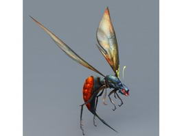 Red and Black Wasp 3d model preview