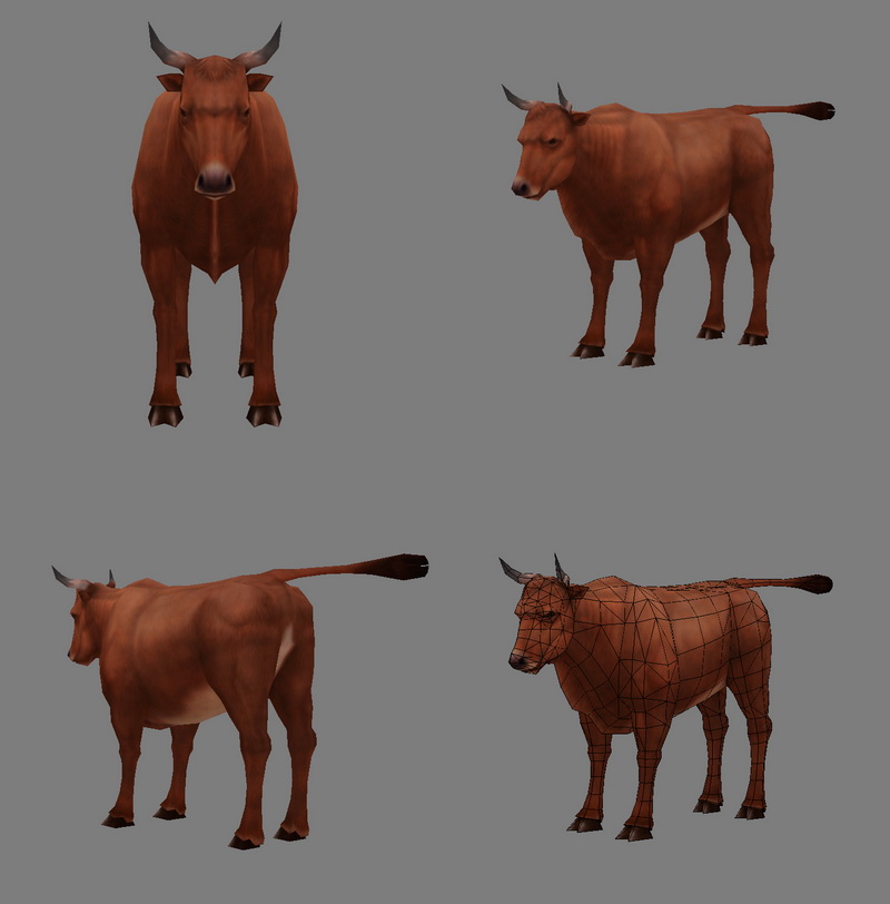 Beef Cattle 3d rendering