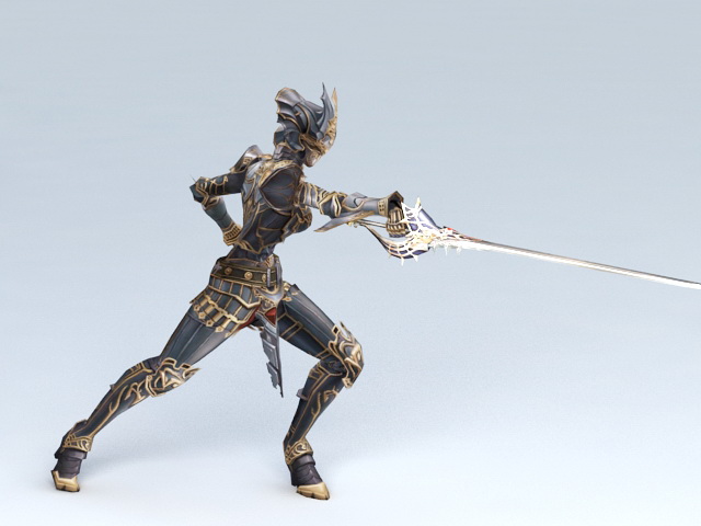 Female Knight Attack 3d rendering
