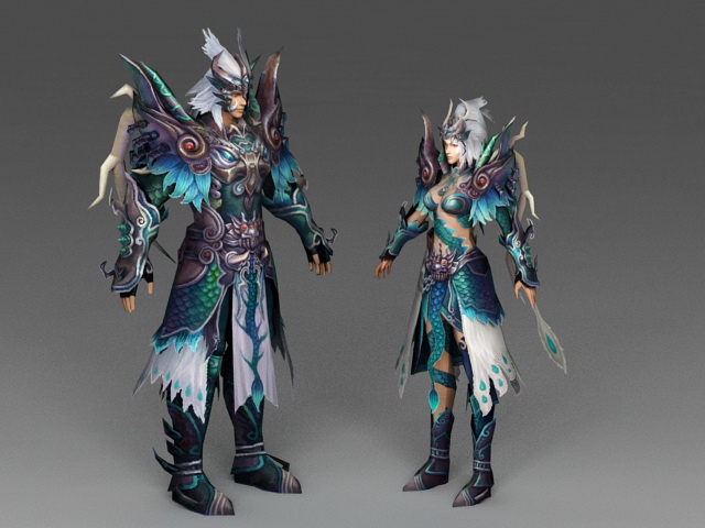 Dragon Warrior Couple 3d rendering