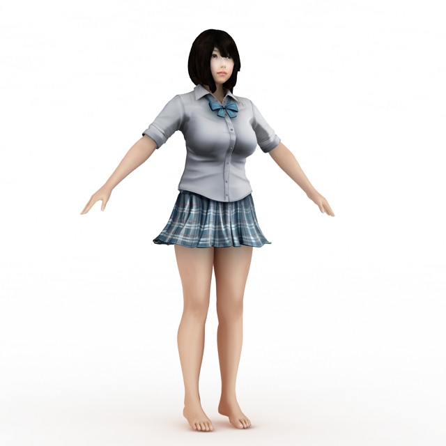 Japanese Girlfriend 3d rendering
