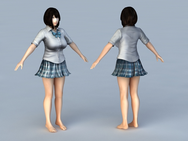 Japanese Girlfriend 3d rendering