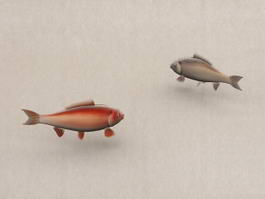 Animated Chinese Fish Painting 3d model preview