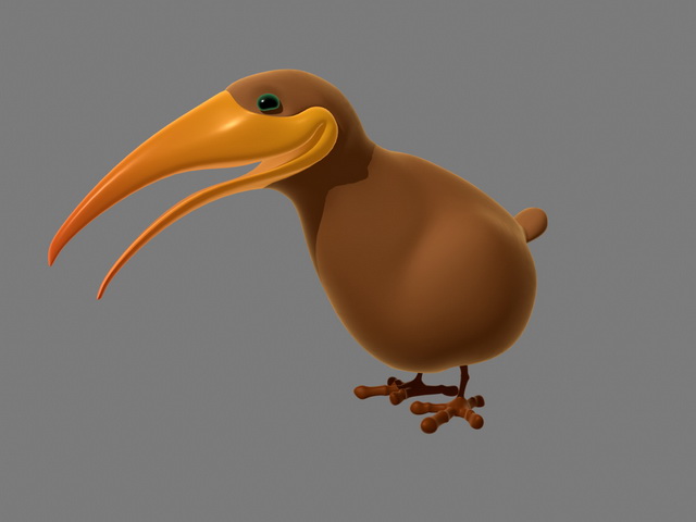 Kiwi Bird Cartoon 3d rendering