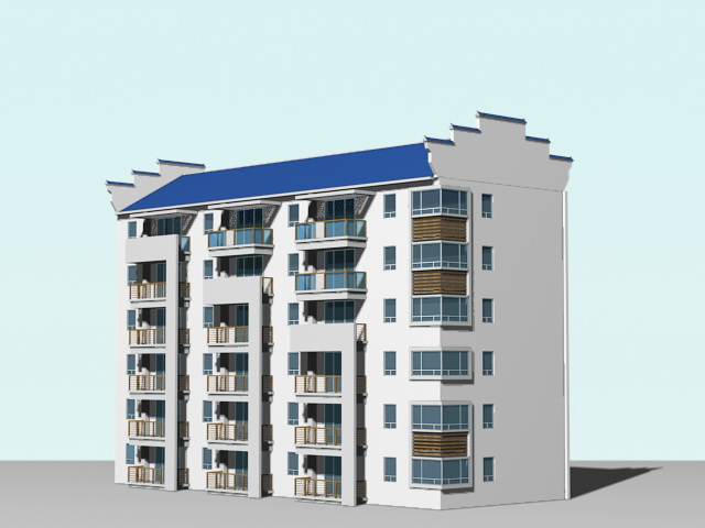 Contemporary Apartment Building 3d rendering