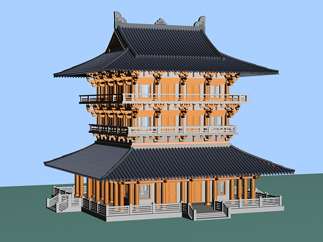 Chinese Pagoda Building 3d rendering