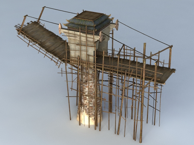 Wooden Medieval Drawbridge 3d rendering