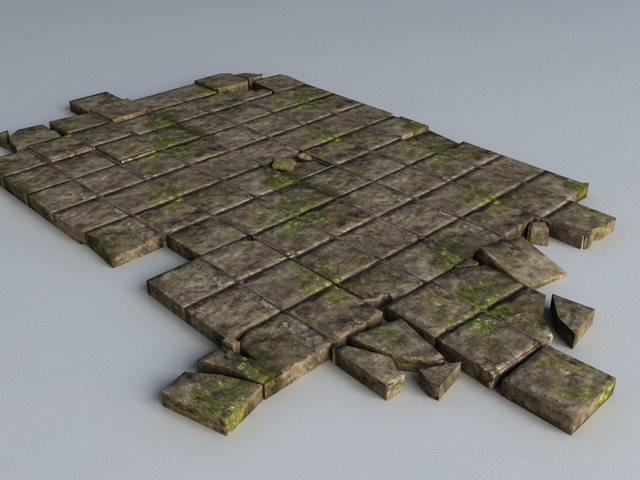 Broken Black Brick Floor 3d rendering
