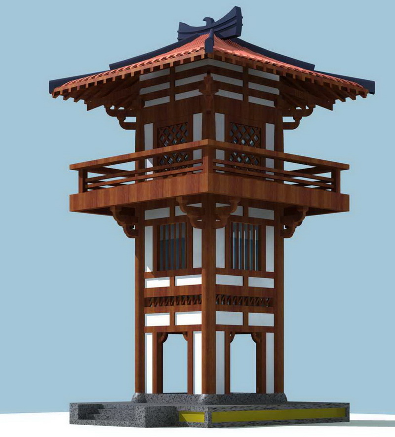 Japanese Pagoda Architecture 3d rendering