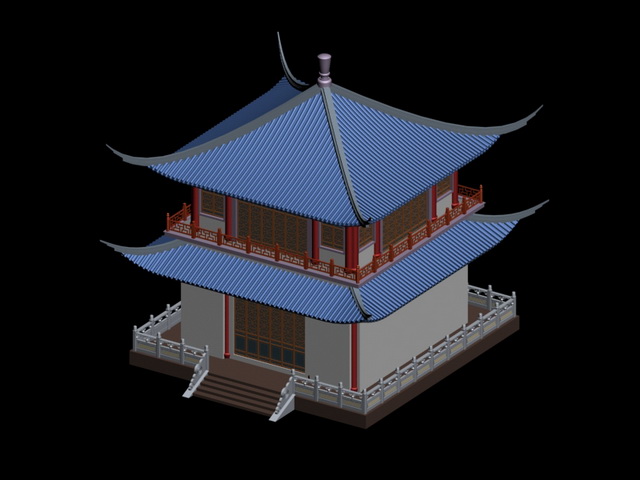 Korean Pagoda Architecture 3d rendering