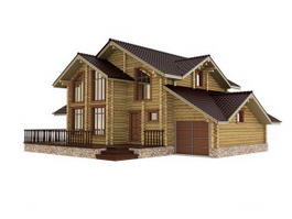 Modern Wooden House 3d model preview
