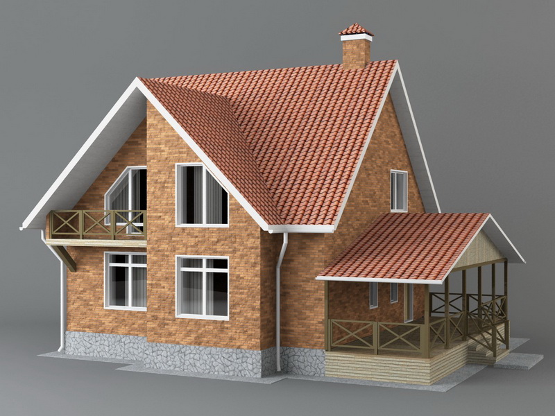 Classic Red Brick House 3d model 3ds Max,Autodesk FBX files free