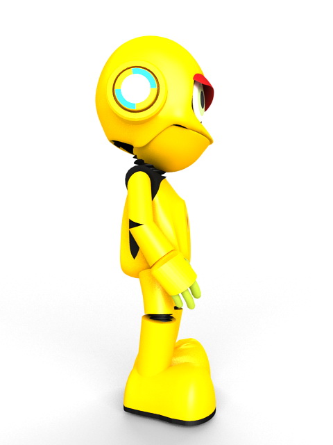 Animated Yellow Robot 3d rendering