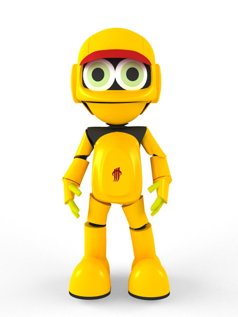 Animated Yellow Robot 3d rendering