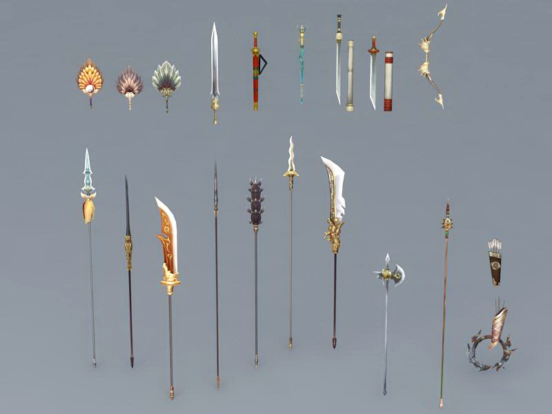 Medieval Weapon Collection 3d rendering