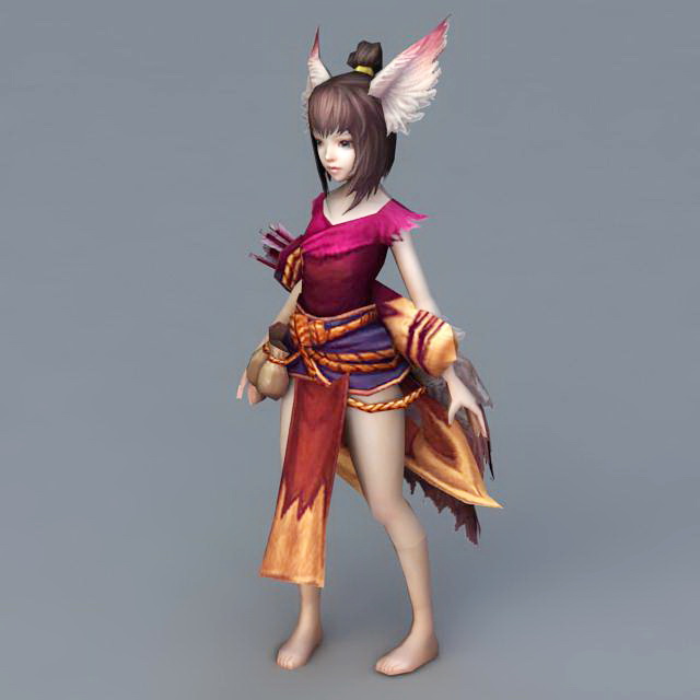 Fox Anime Girl Archer 3d model 3ds Max,Object files free download