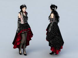 Gothic Beauty Girl 3d model preview