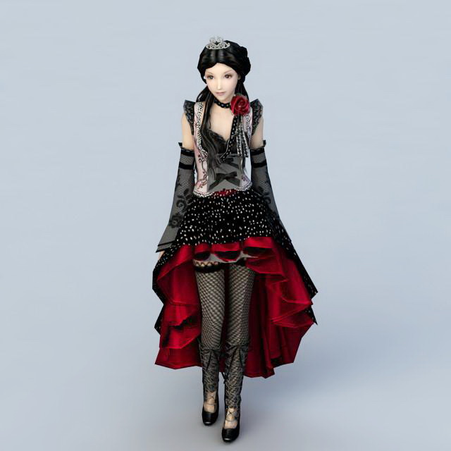 Gothic Beauty Girl 3d rendering