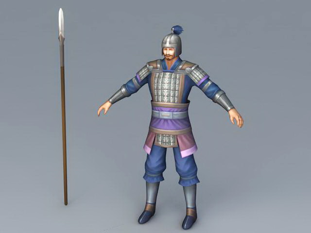 Medieval Chinese Infantry 3d rendering