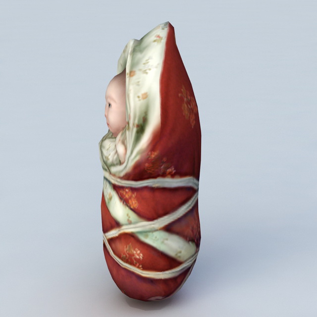 Swaddled Baby 3d rendering