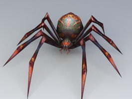 Red Black Poisonous Spider 3d model preview