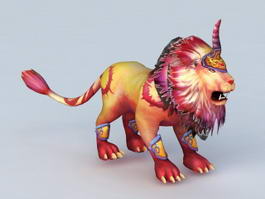 Fire Lion Monster 3d model preview