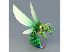 Green Honey Bee 3d model preview