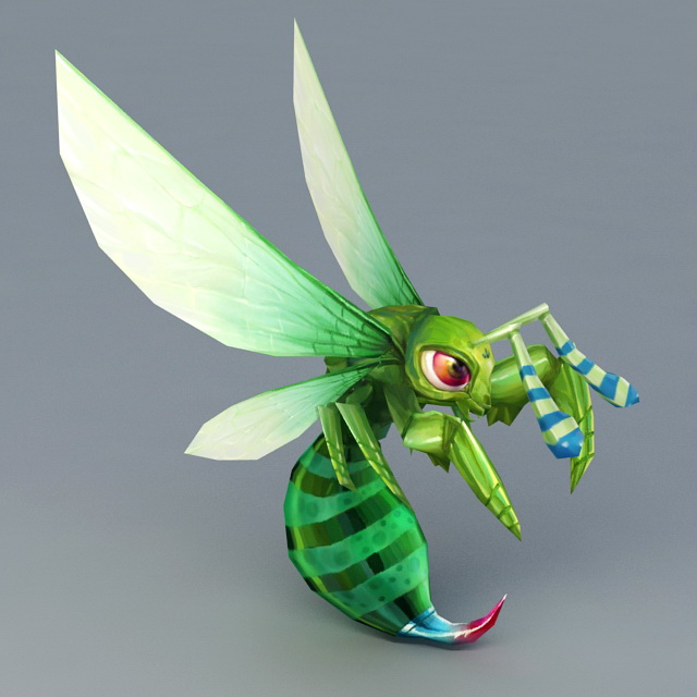 Green Honey Bee 3d rendering