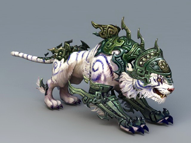 Armored White Tiger 3d model 3ds Max files free download - modeling