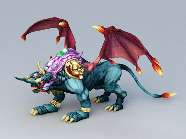 Half Lion Dragon 3d rendering