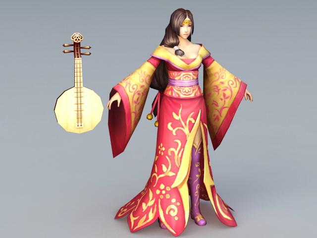 Chinese Folk Music Singer 3d rendering
