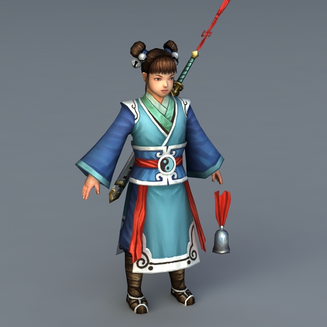 Chinese Female Taoist Priest 3d rendering