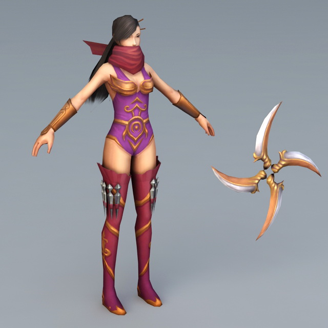 Ninja Girl 3d rendering