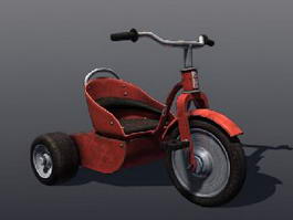 Classic Red Tricycle 3d model preview