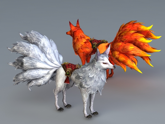 Nine Tailed Fox Spirit 3d rendering