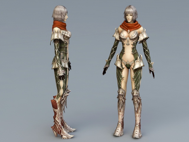 Anime Female Knight 3d rendering