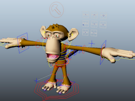 Cartoon Monkey Rigged 3d model preview