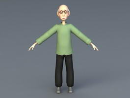 Cute Old Man Cartoon 3d model preview