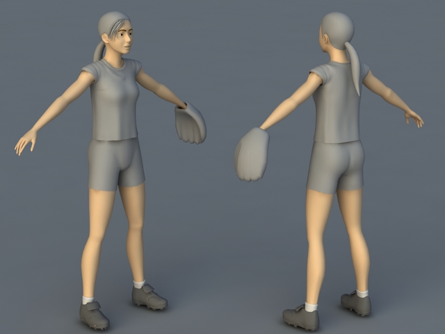 Baseball Player Girl 3d rendering