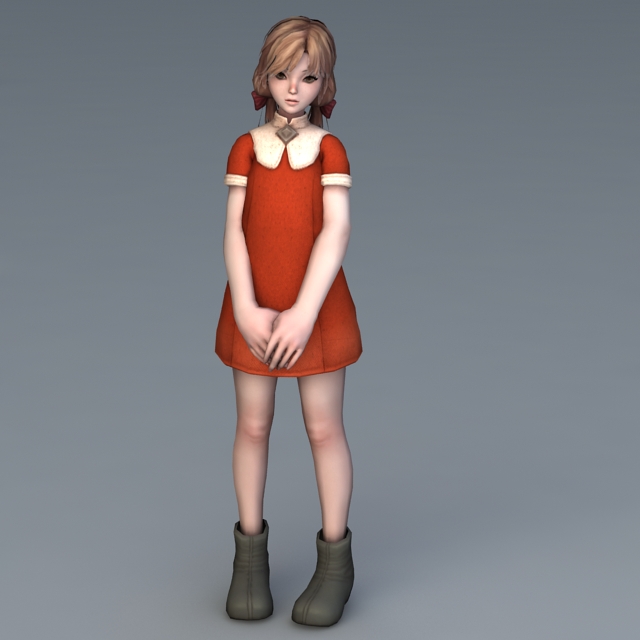 Red Dress Girl 3d model 3ds Max files free download