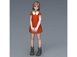 Red Dress Girl 3d model preview