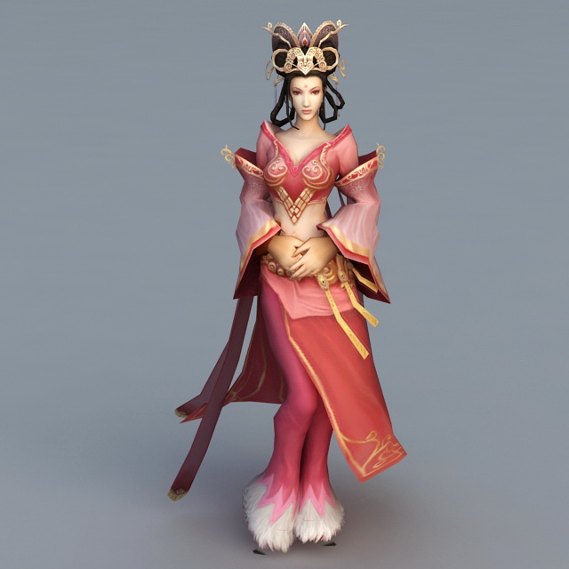 Ancient Chinese Beauty Rigged 3d rendering