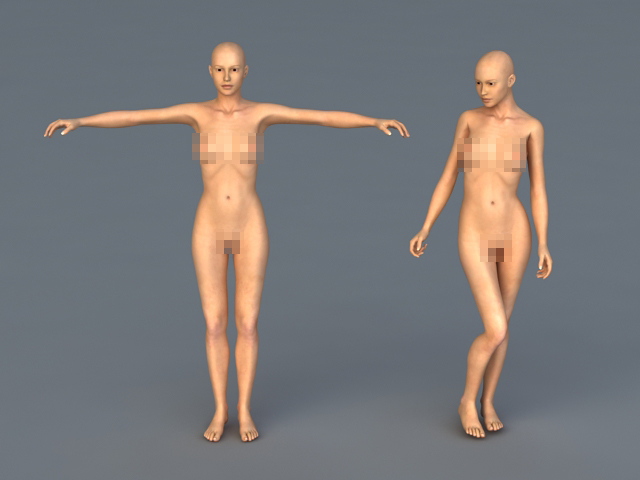 Naked Woman Figures 3d rendering
