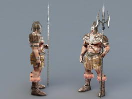 Barbarian Warrior with Spear 3d preview