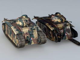 WW2 French Char B1 Tanks 3d model preview