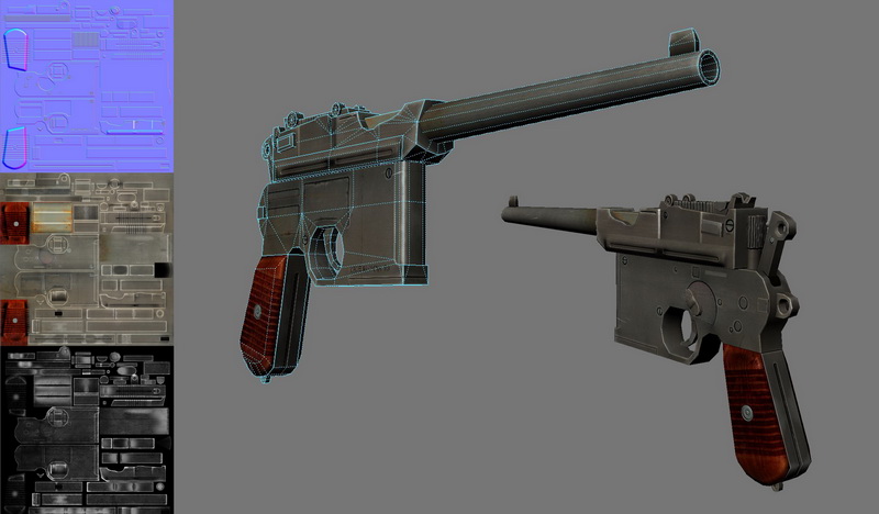 Mauser Pistol 3d rendering