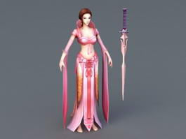 Warrior Women with Sword 3d model preview