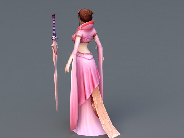 Warrior Women with Sword 3d rendering